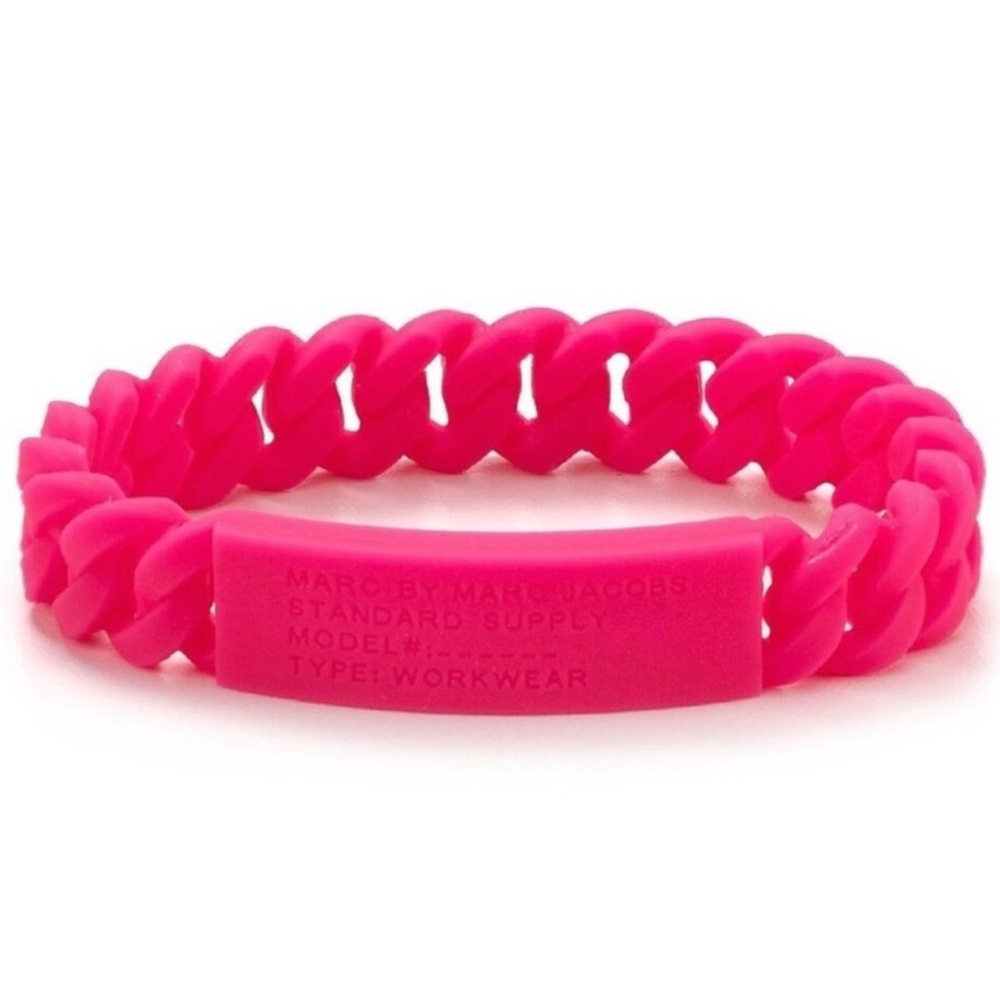 Marc By Marc Jacobs Pink Silicone Braided Bracelet